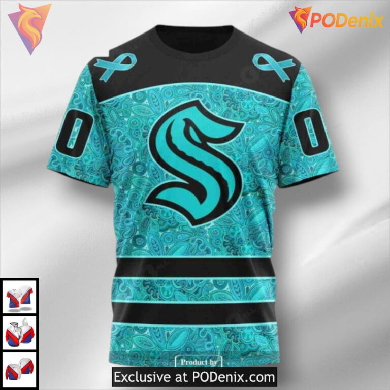 Ovarian Cancer Awareness Tribute Custom Seattle Kraken Personalized 3D Hoodie - 2