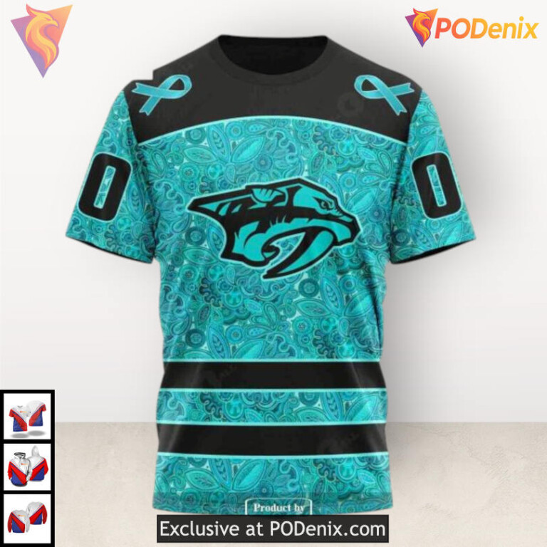 Ovarian Cancer Awareness Tribute Nashville Predators Unisex Hoodie Custom 3D - 2
