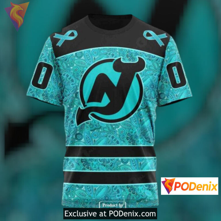 Ovarian Cancer Awareness Tribute New Jersey Devils Unisex Hoodie Custom 3D - 2