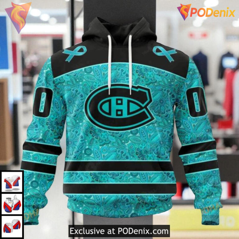 Ovarian Cancer Awareness Tribute NHL Montreal Canadiens Unisex Hoodie 3D