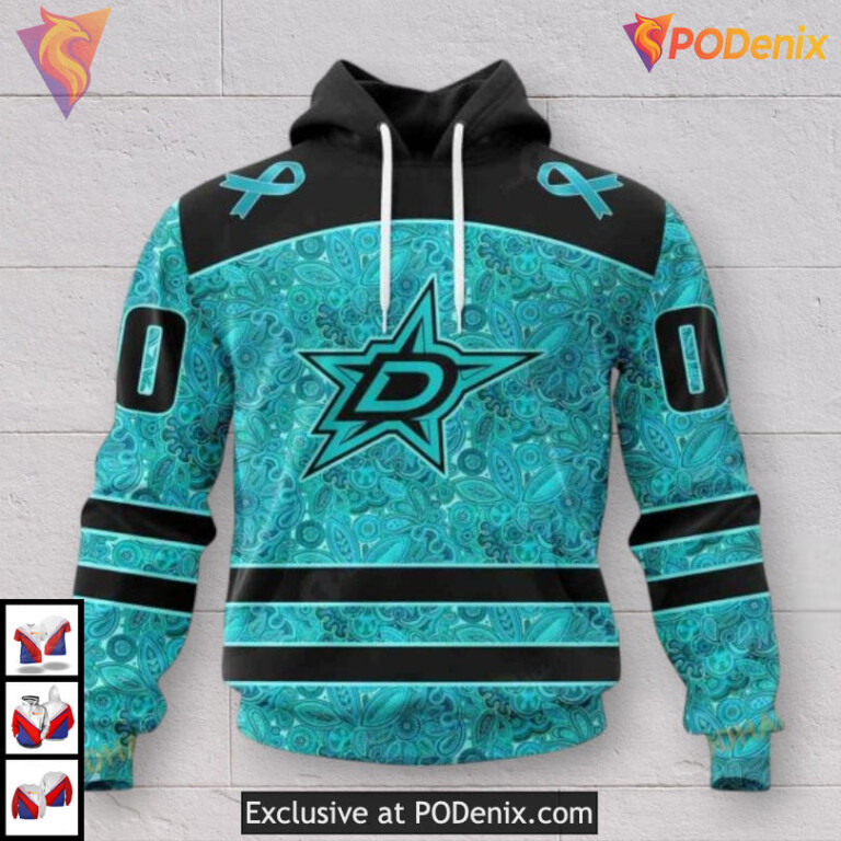 Ovarian Cancer Awareness Tribute Personalized Dallas Stars Hoodie Custom 3D