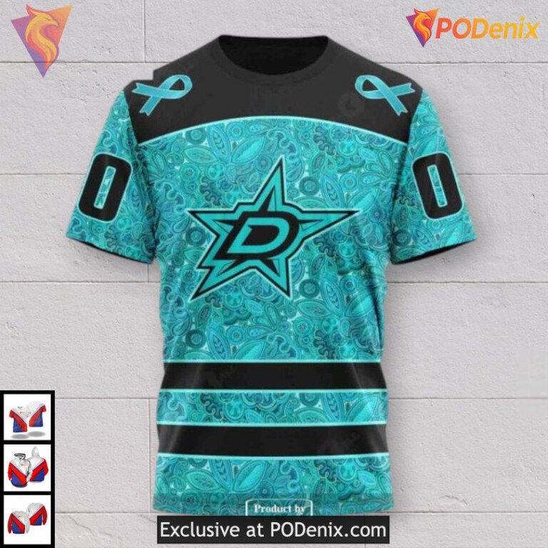Ovarian Cancer Awareness Tribute Personalized Dallas Stars Hoodie Custom 3D - 2