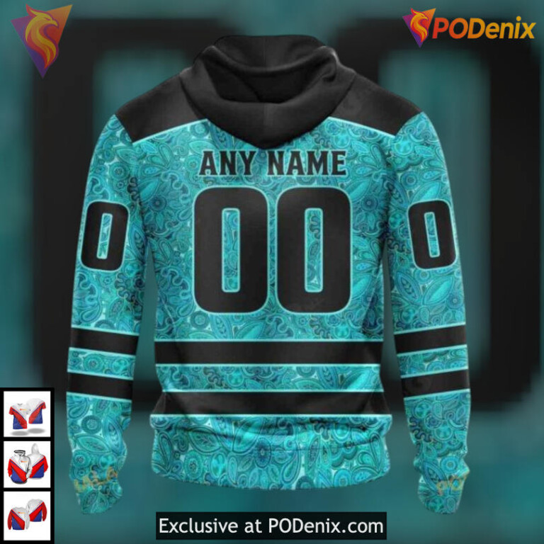 Ovarian Cancer Fight Design Custom Number Arizona Coyotes Hoodie 3D Merch - 1