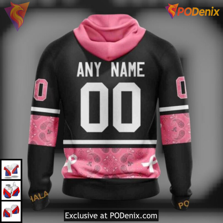Paisley Breast Cancer Ribbon Design Arizona Coyotes Womens Hoodie Pink Edition - 1