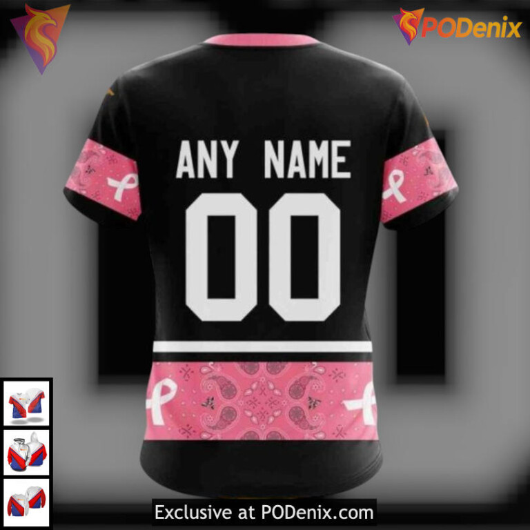 Paisley Breast Cancer Ribbon Design Arizona Coyotes Womens Hoodie Pink Edition - 3