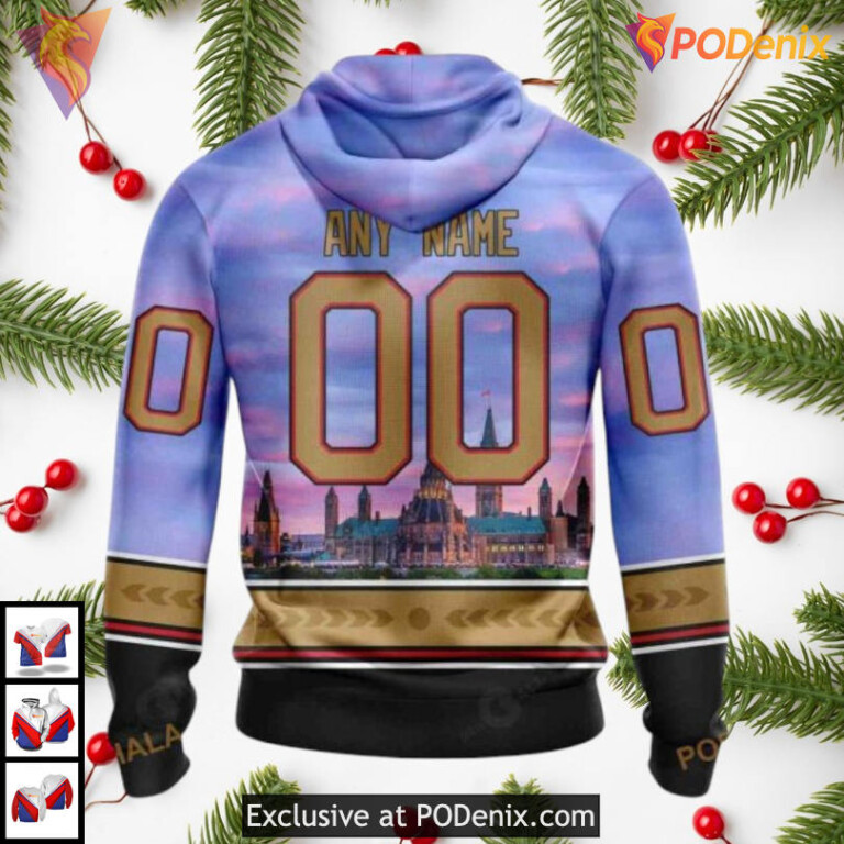 Parliament Hill Skyline Artwork Personalized Ottawa Senators Full Print Hoodie 3D - 1