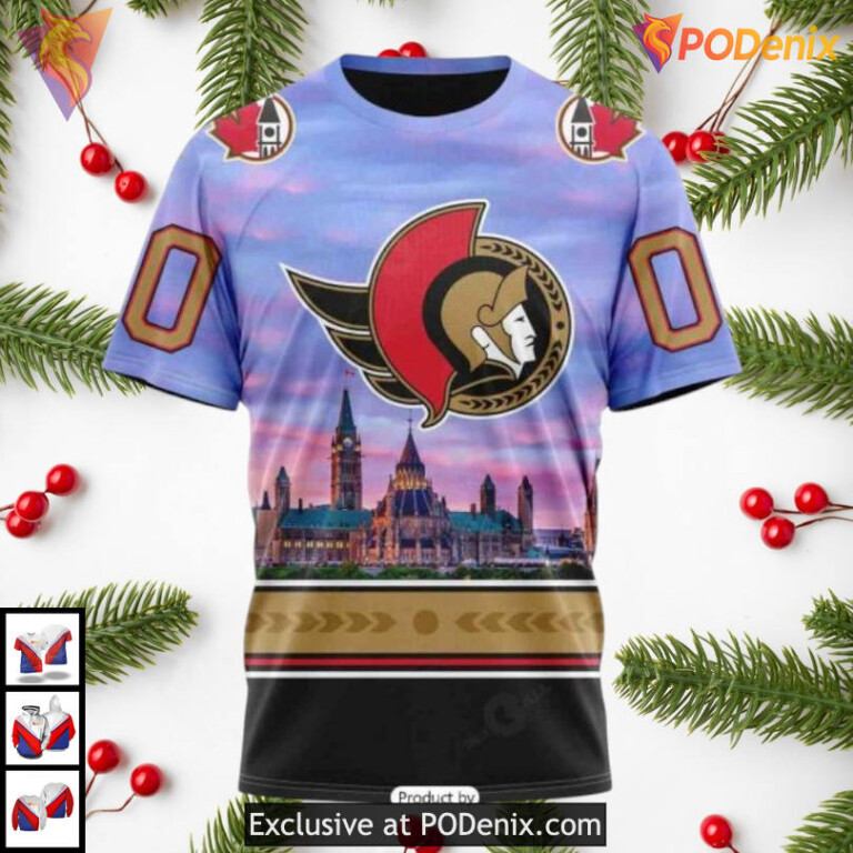 Parliament Hill Skyline Artwork Personalized Ottawa Senators Full Print Hoodie 3D - 2