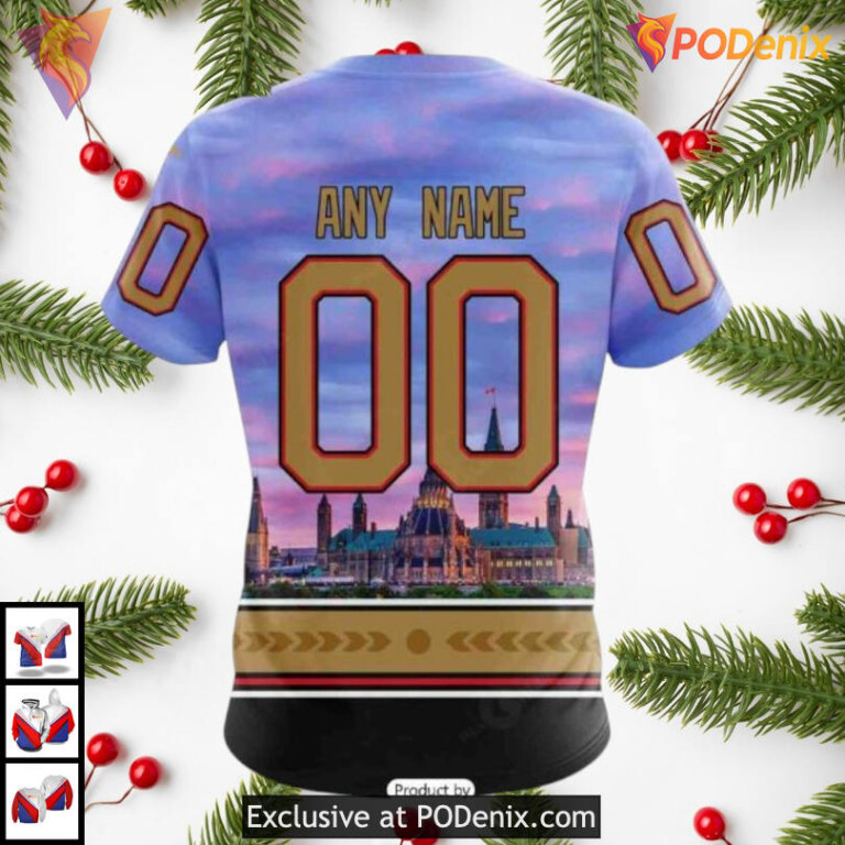 Parliament Hill Skyline Artwork Personalized Ottawa Senators Full Print Hoodie 3D - 3