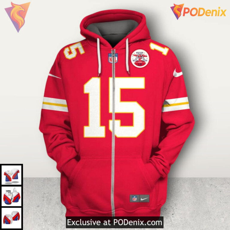Patrick Mahomes AFC Champs Kansas City Chiefs Hoodie For Men, White Zip Up - 1