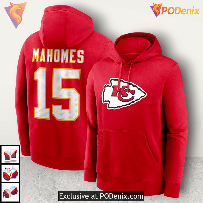 Patrick Mahomes Red Kansas City Chiefs Hoodie For Men, Number 15 Football Gear Patrick Mahomes Red Kansas City Chiefs Hoodie For Men, Number 15 Football Gear
