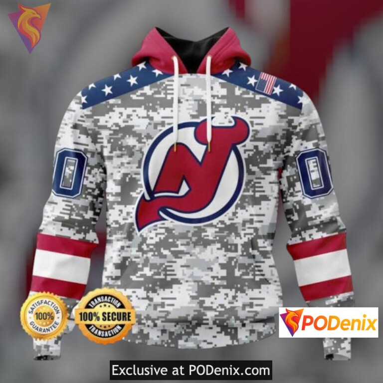 Patriotic Camo Veterans Day New Jersey Devils Mens Hoodie Tribute Gear