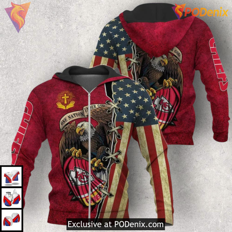Patriotic Spirit Kansas City Chiefs Hoodie Mens Custom 3D Football Apparel Patriotic Spirit Kansas City Chiefs Hoodie Mens Custom 3D Football Apparel