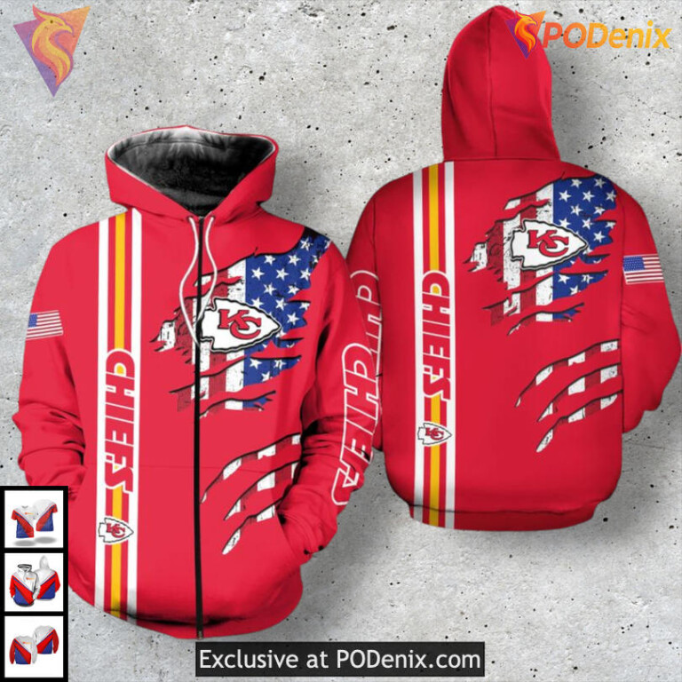 Patriotic Stars Pattern Kc Chiefs Hoodie All Over Print Football Pride Style