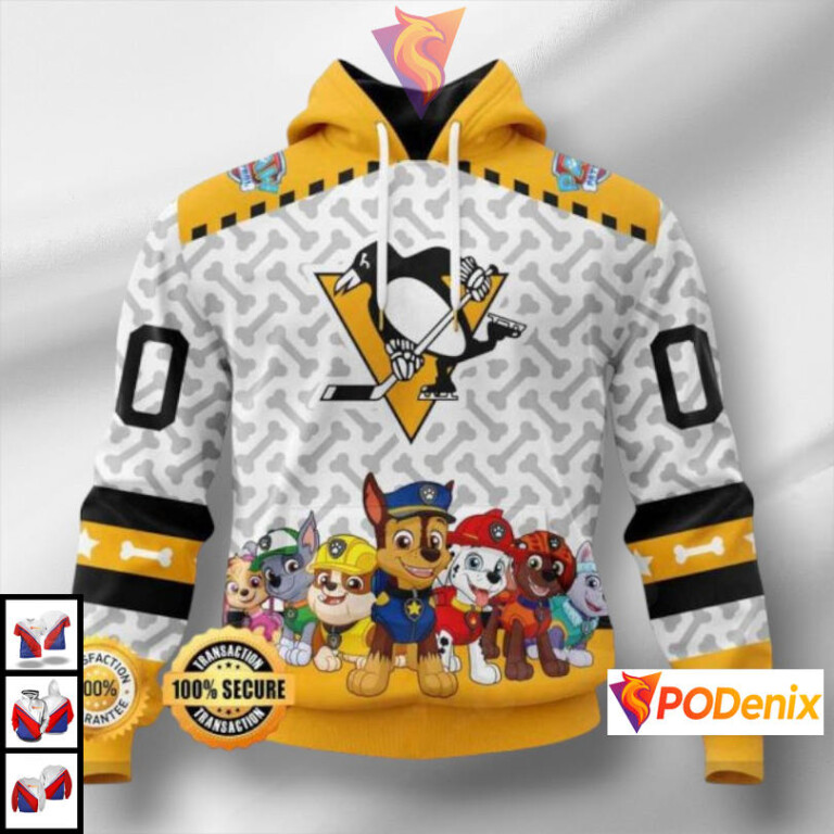 Paw Patrol Cartoon Artwork Pittsburgh Penguins 3D Hoodie NHL Custom Design Sweatshirt