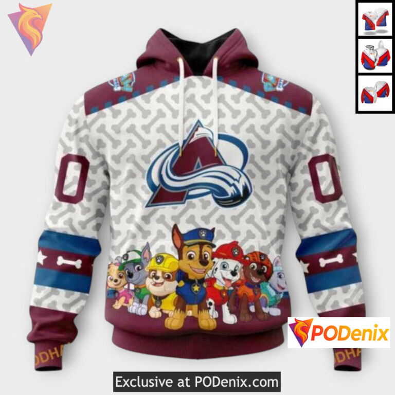 Paw Patrol Cartoon Design Colorado Avalanche Winter Hoodie Custom Sweatshirt