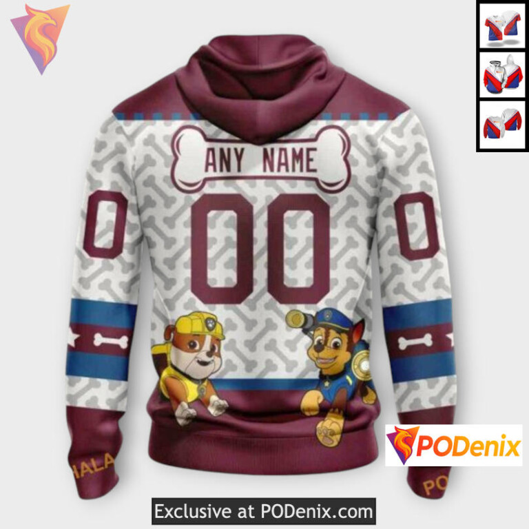 Paw Patrol Cartoon Design Colorado Avalanche Winter Hoodie Custom Sweatshirt - 1