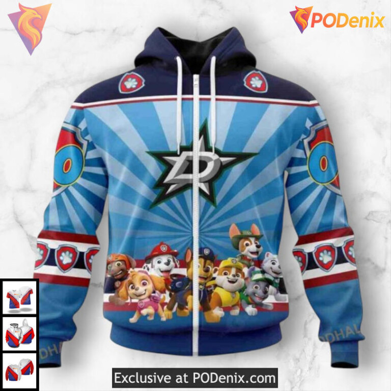 Paw Patrol Cartoon Design Dallas Stars Holiday Hoodie Custom Sweatshirt - 1
