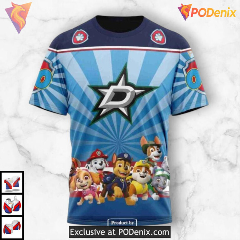 Paw Patrol Cartoon Design Dallas Stars Holiday Hoodie Custom Sweatshirt - 3