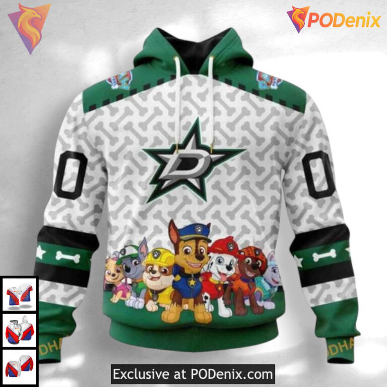 Paw Patrol Cartoon Design Dallas Stars Sweatshirt Hoodie Custom 3D Shirt