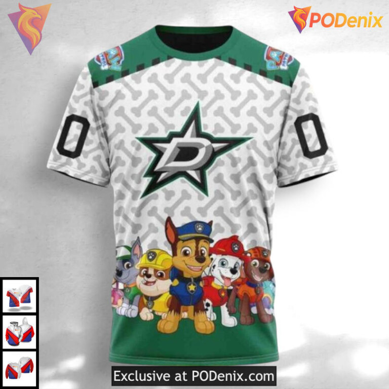 Paw Patrol Cartoon Design Dallas Stars Sweatshirt Hoodie Custom 3D Shirt - 2