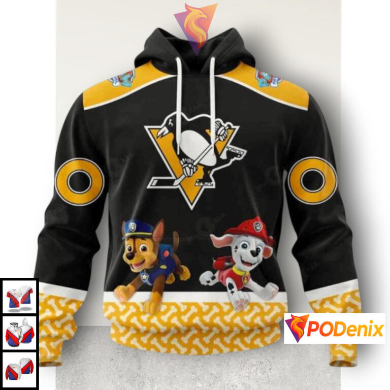 Paw Patrol Cartoon Design Personalized NHL Pittsburgh Penguins Full Print Hoodie 3D