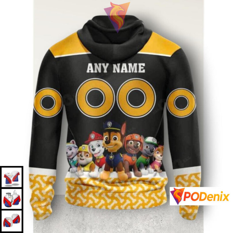 Paw Patrol Cartoon Design Personalized NHL Pittsburgh Penguins Full Print Hoodie 3D - 1