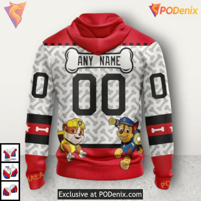 Paw Patrol Cartoon Edition Custom Number Carolina Hurricanes Hoodie 3D Sweatshirt - 1