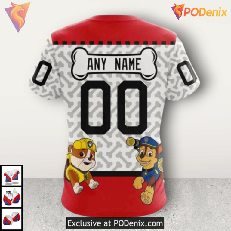 Paw Patrol Cartoon Edition Custom Number Carolina Hurricanes Hoodie 3D Sweatshirt - 3