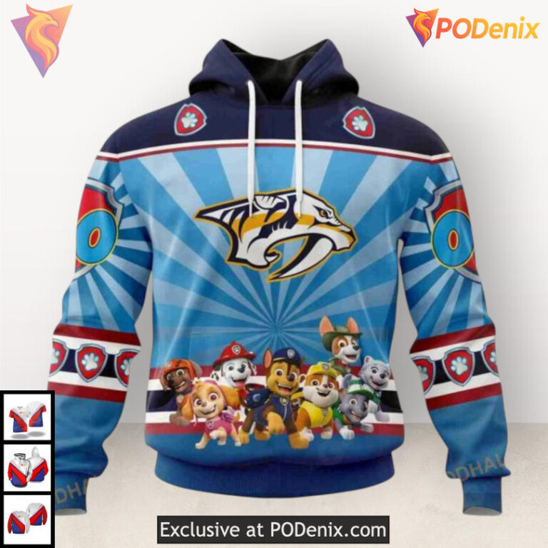 Paw Patrol Cartoon Edition Nashville Predators Pullover Hoodie Sweatshirt 3D