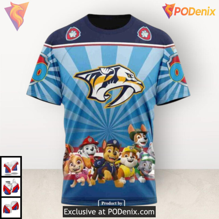Paw Patrol Cartoon Edition Nashville Predators Pullover Hoodie Sweatshirt 3D - 3