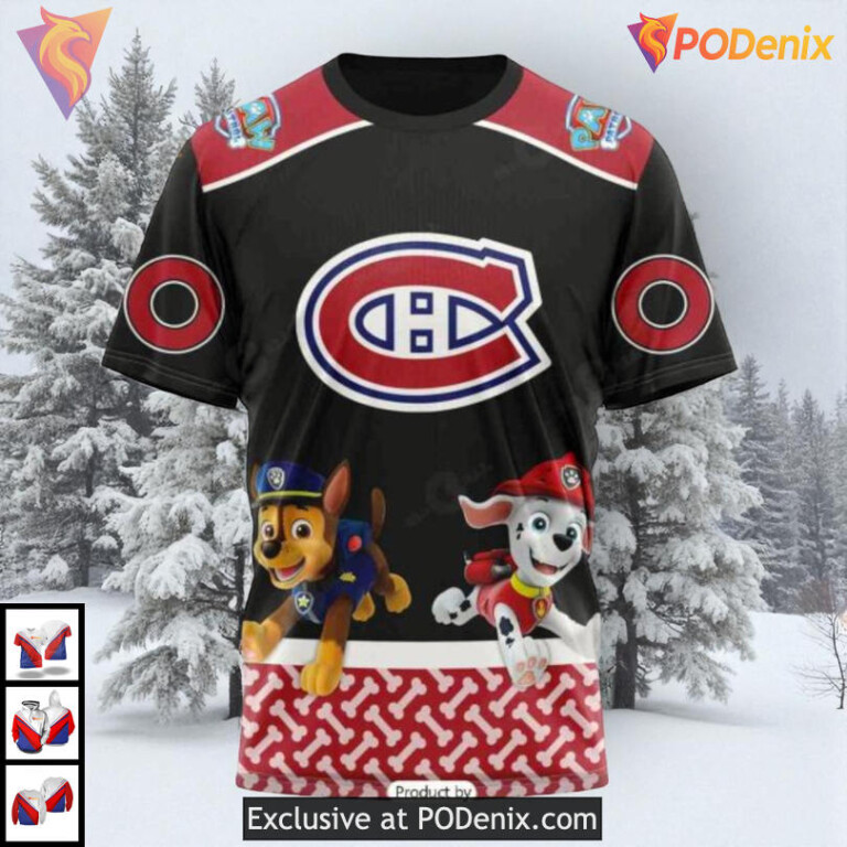 Paw Patrol Cartoon Graphic Personalized Montreal Canadiens Pullover Hoodie 3D - 2