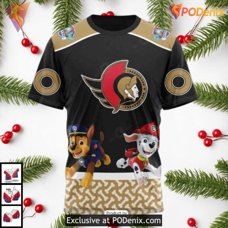 Paw Patrol Cartoon Graphic Personalized Ottawa Senators Hoodie 3D NHL Edition - 2