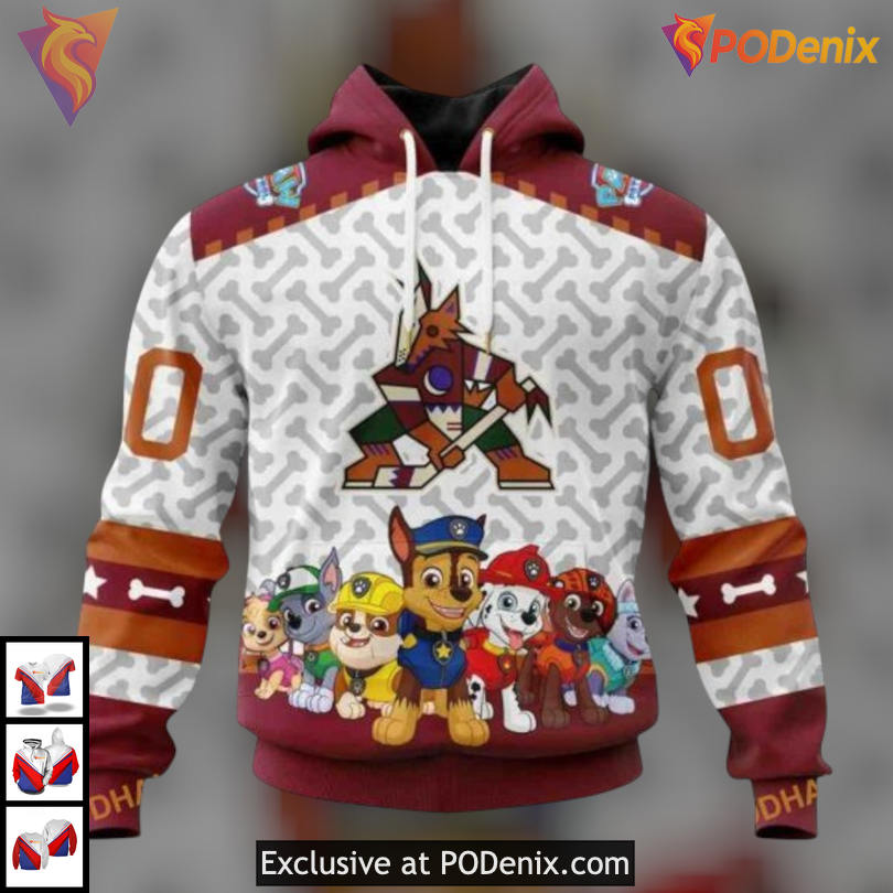 Paw Patrol Cartoon Inspired Arizona Coyotes Mens Hoodie Kids Edition