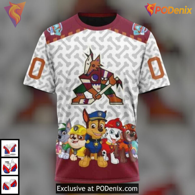 Paw Patrol Cartoon Inspired Arizona Coyotes Mens Hoodie Kids Edition - 2
