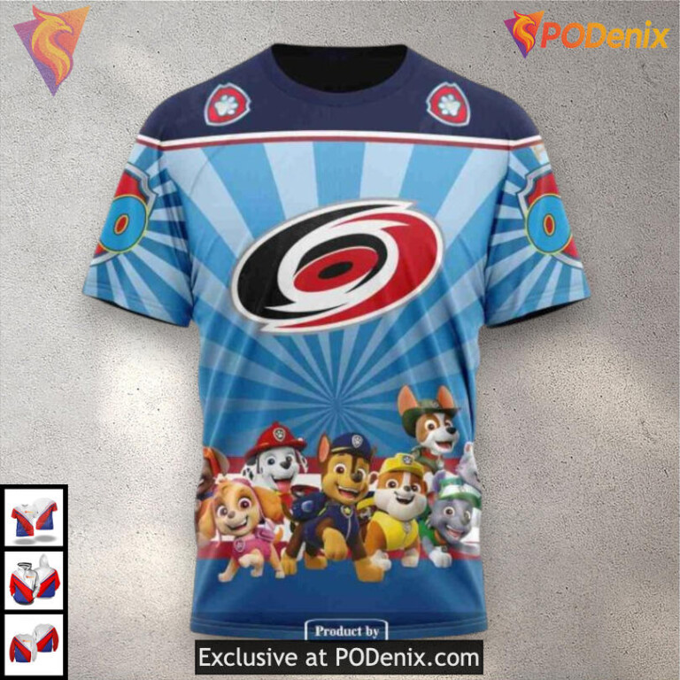 Paw Patrol Cartoon Inspired Carolina Hurricanes Zip Up Hoodie Sweatshirt - 3