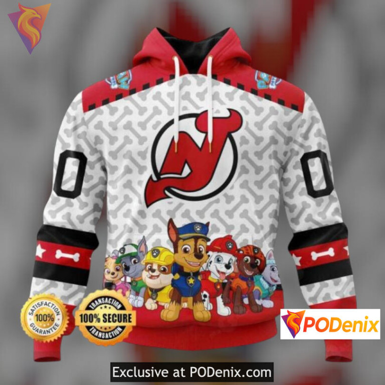 Paw Patrol Cartoon Inspired New Jersey Devils Sweatshirt Hoodie NHL Apparel
