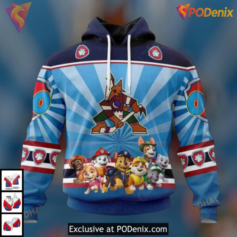 Paw Patrol Cartoon Style Arizona Coyotes Christmas Hoodie Custom 3D
