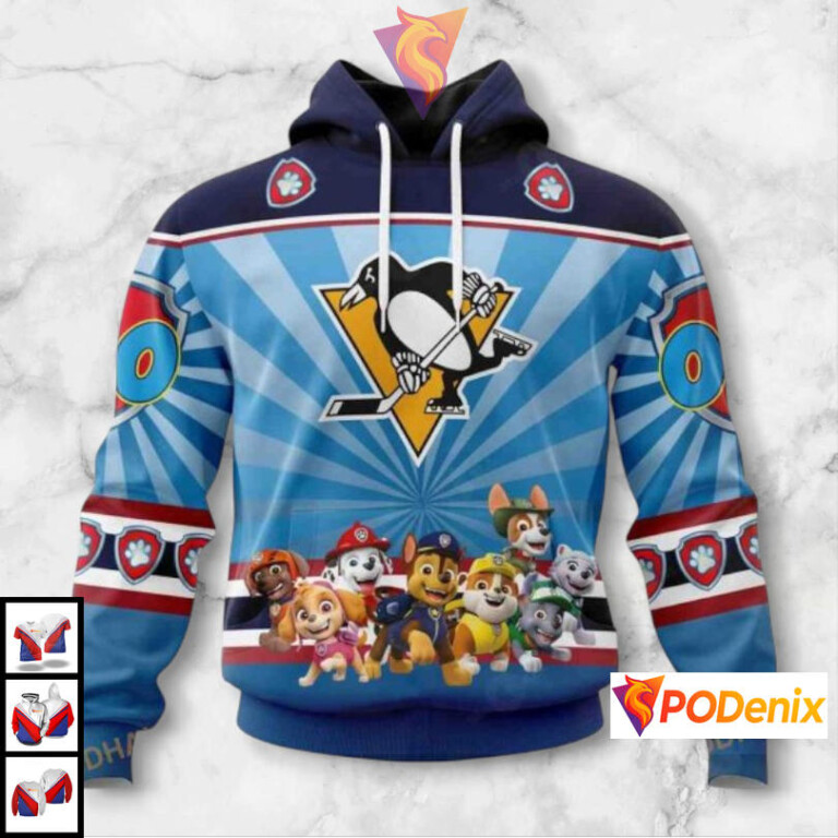 Paw Patrol Cartoon Style Custom Vintage Pittsburgh Penguins Hoodie NHL 3D
