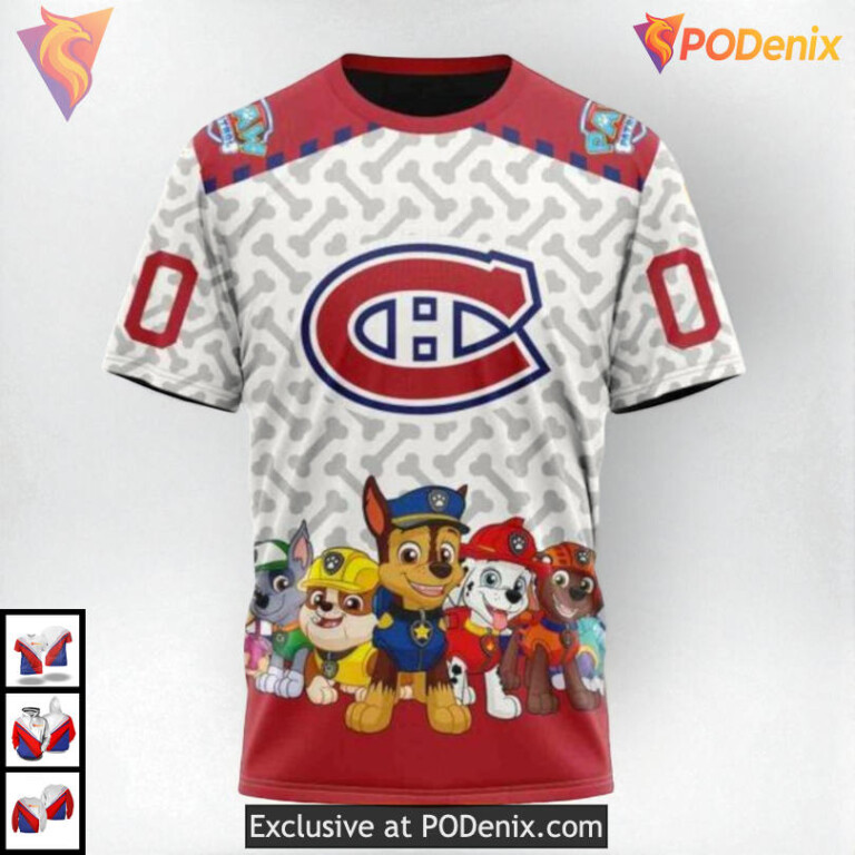 Paw Patrol Cartoon Theme NHL Montreal Canadiens 3D Hoodie Sweatshirt - 2