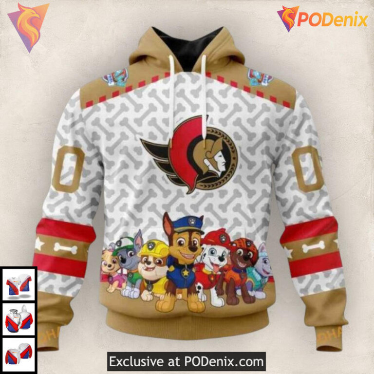 Paw Patrol Cartoon Theme NHL Ottawa Senators All Over Print Hoodie