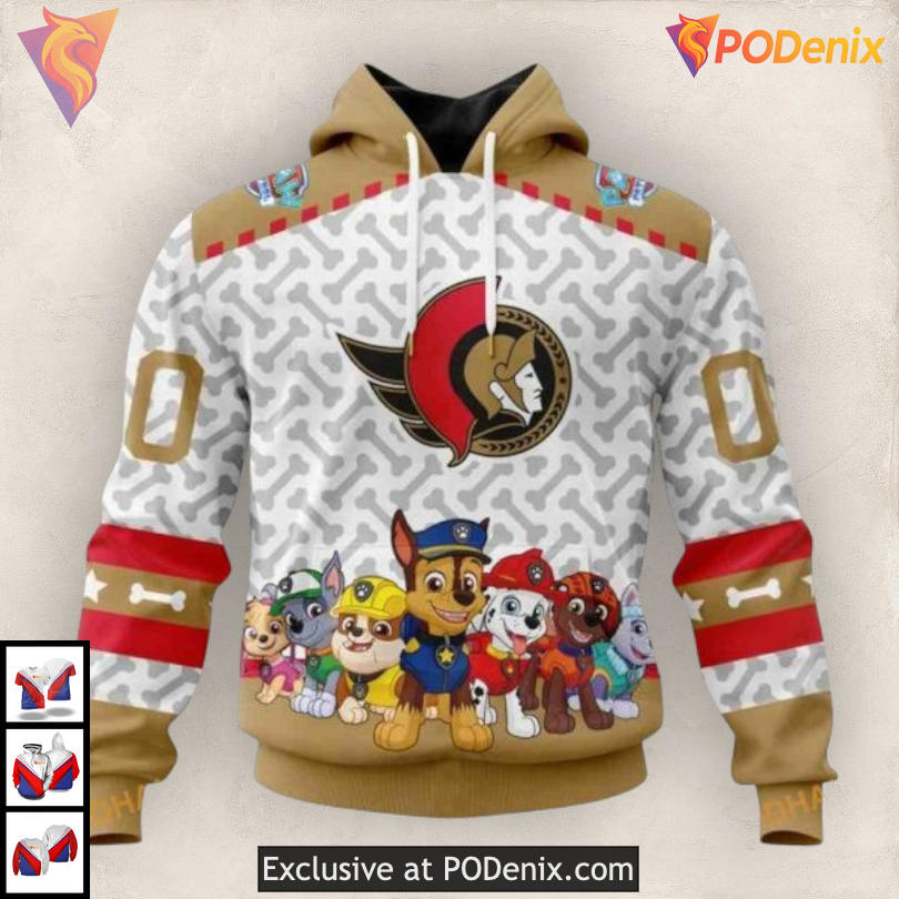 Paw Patrol Cartoon Theme NHL Ottawa Senators All Over Print Hoodie Paw Patrol Cartoon Theme NHL Ottawa Senators All Over Print Hoodie