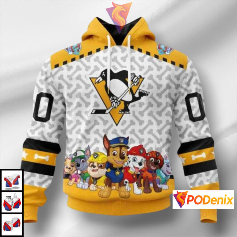 Paw Patrol Cartoon Theme NHL Pittsburgh Penguins Mens Hoodie 3D Sweatshirt