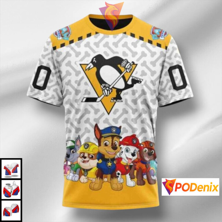 Paw Patrol Cartoon Theme NHL Pittsburgh Penguins Mens Hoodie 3D Sweatshirt - 2