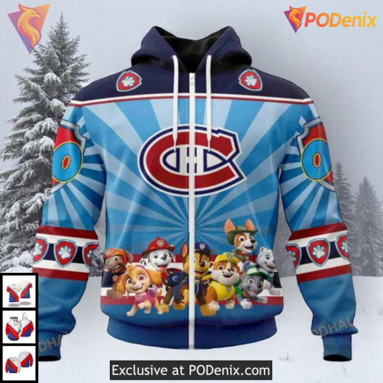 Paw Patrol Cartoon Theme NHL Retro Montreal Canadiens Hoodie 3D - 1