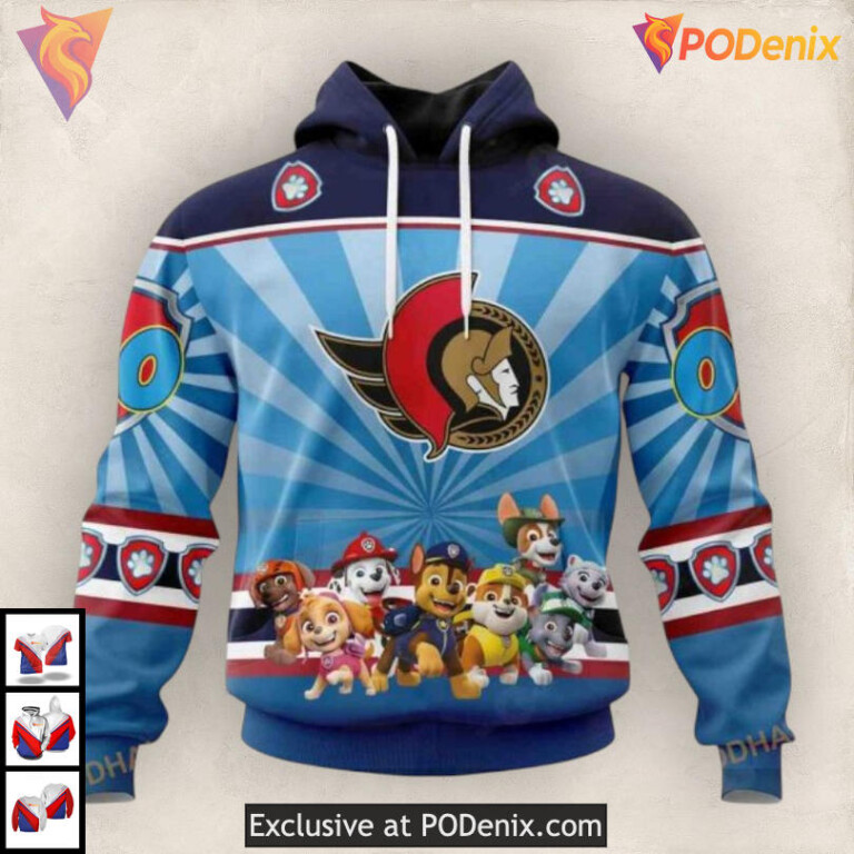 Paw Patrol Cartoon Theme NHL Vintage Ottawa Senators Hoodie 3D