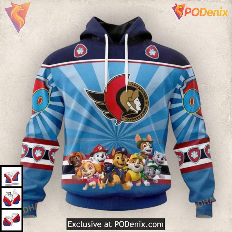 Paw Patrol Cartoon Theme NHL Vintage Ottawa Senators Hoodie 3D Paw Patrol Cartoon Theme NHL Vintage Ottawa Senators Hoodie 3D