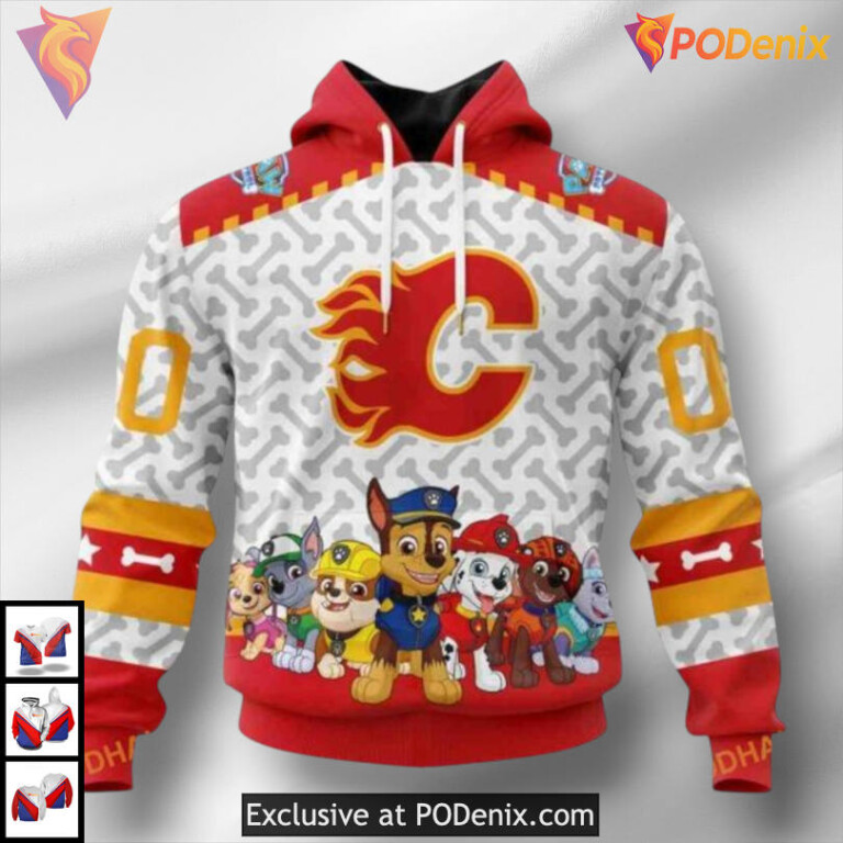 Paw Patrol Inspired Calgary Flames 3D Hoodie Sweatshirt NHL Edition
