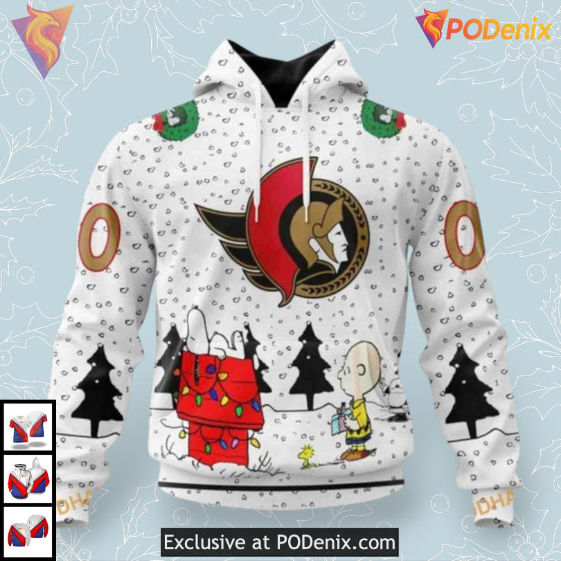 Peanuts Snoopy Artwork Style NHL Ottawa Senators Sweatshirt Hoodie 3D