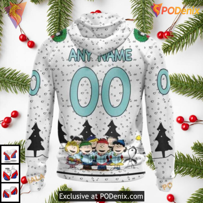 Peanuts Snoopy Cartoon Artwork Tribute Seattle Kraken Winter Hoodie 3D Custom - 1