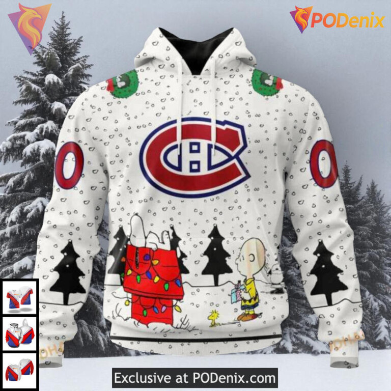 Peanuts Snoopy Cartoon Design Personalized Montreal Canadiens Full Print Hoodie 3D